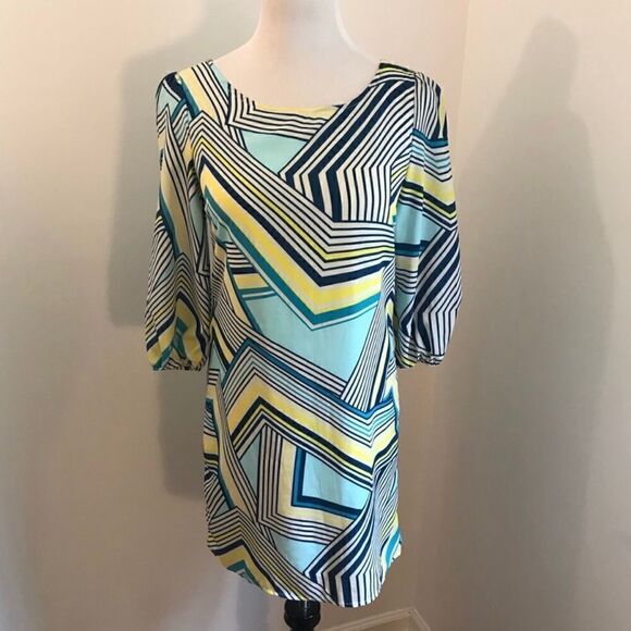 NWOT Pink Owl Striped Design Shift Dress Sz S - Picture 2 of 7